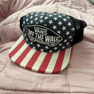 Vans Red, White & Blue Stars and Stripes Trucker Hat USA FLAG AMERICA